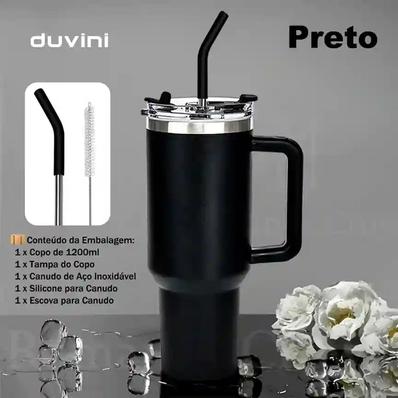 Garrafa Térmica Com Canudo + Frete Grátis + Bônus + Descontos