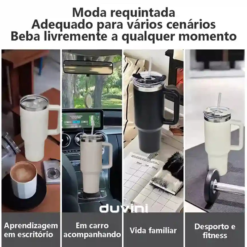 Garrafa Térmica Com Canudo + Frete Grátis + Bônus + Descontos