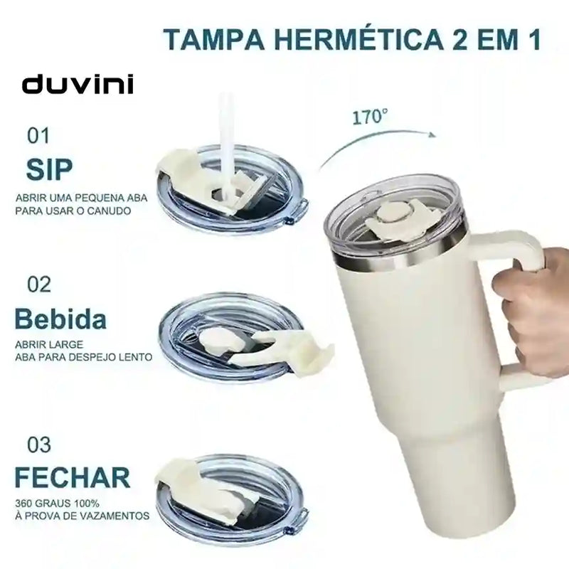 Garrafa Térmica Com Canudo + Frete Grátis + Bônus + Descontos