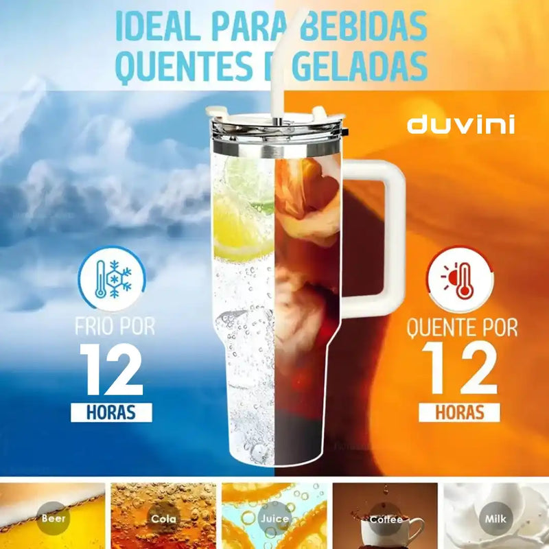 Garrafa Térmica Com Canudo + Frete Grátis + Bônus + Descontos