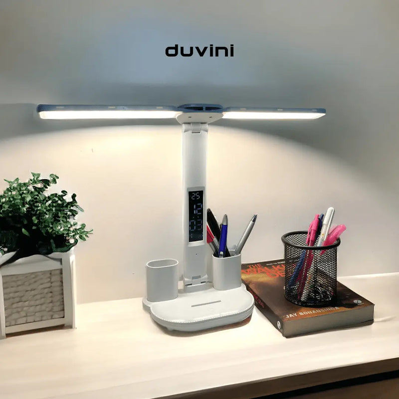 Luminária de Mesa LED com Relógio + Porta Canetas + Frete Grátis + Bônus + Descontos