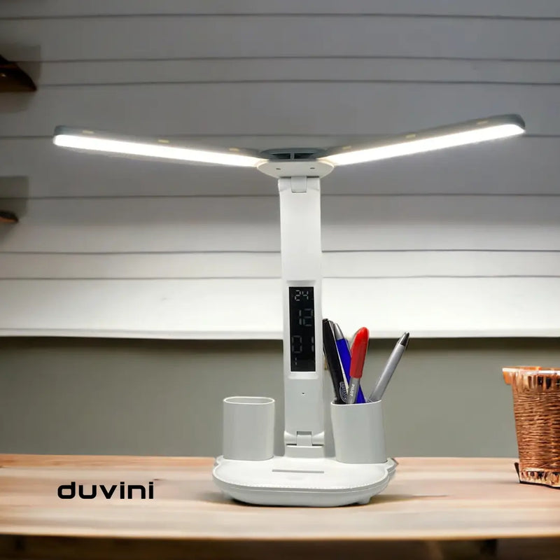 Luminária de Mesa LED com Relógio + Porta Canetas + Frete Grátis + Bônus + Descontos