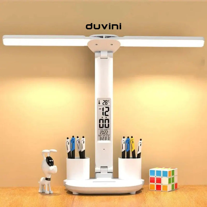 Luminária de Mesa LED com Relógio + Porta Canetas + Frete Grátis + Bônus + Descontos