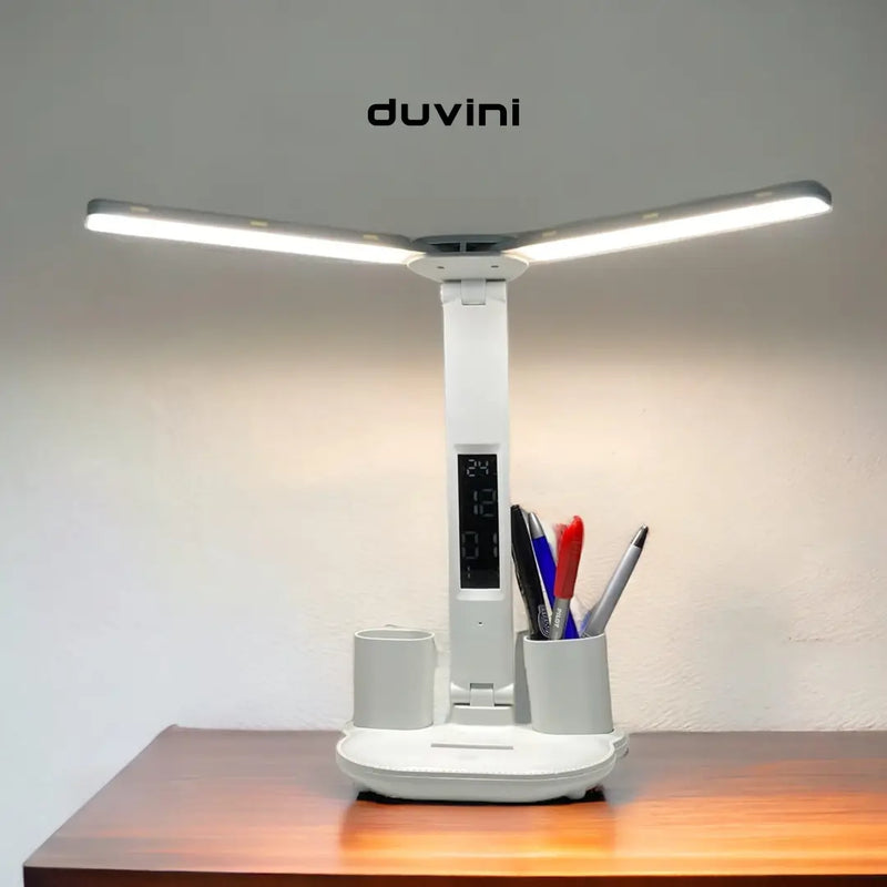 Luminária de Mesa LED com Relógio + Porta Canetas + Frete Grátis + Bônus + Descontos