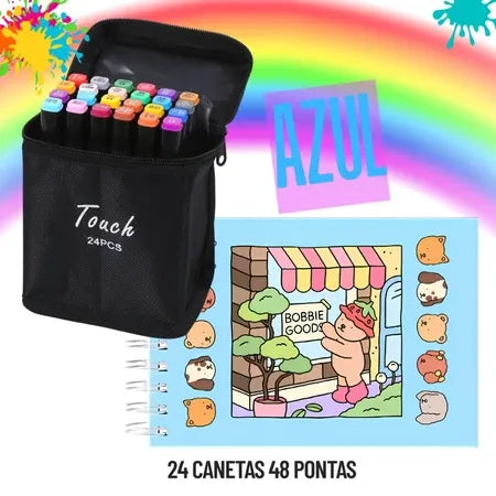 Kit Livro Colorir Bobbie Goods + Canetinhas Coloridas