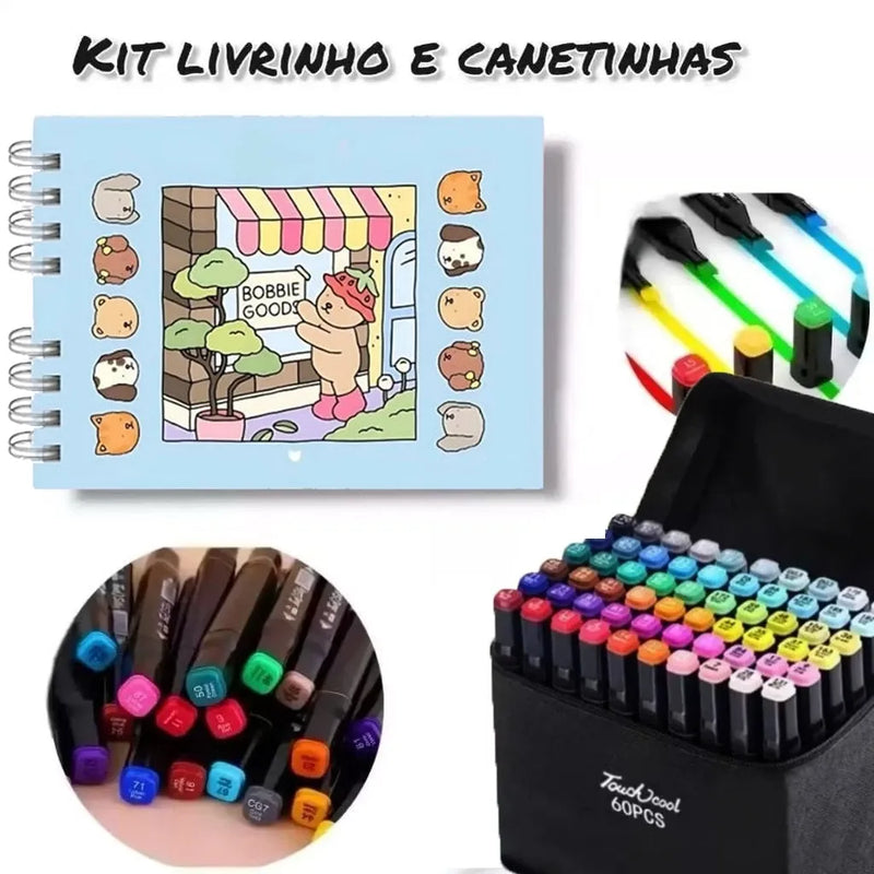 Kit Livro Colorir Bobbie Goods + Canetinhas Coloridas