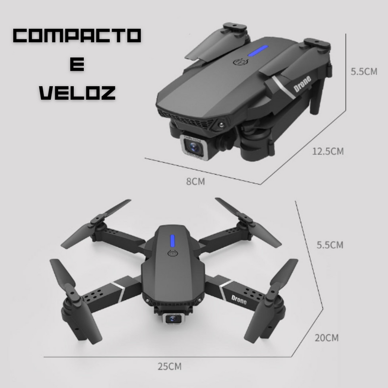 Drone Profissional Wifi com Controle Remoto e 3 Baterias