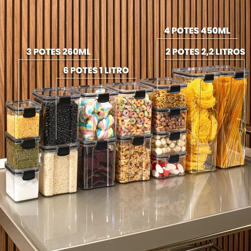 Kit de Potes Herméticos + Frete Grátis + Bônus + Descontos