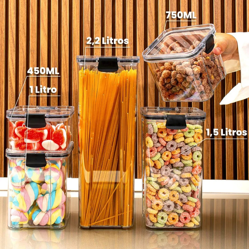 Kit de Potes Herméticos + Frete Grátis + Bônus + Descontos