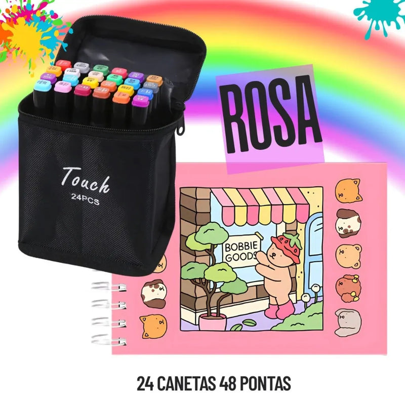 Kit Livro Colorir Bobbie Goods + Canetinhas Coloridas