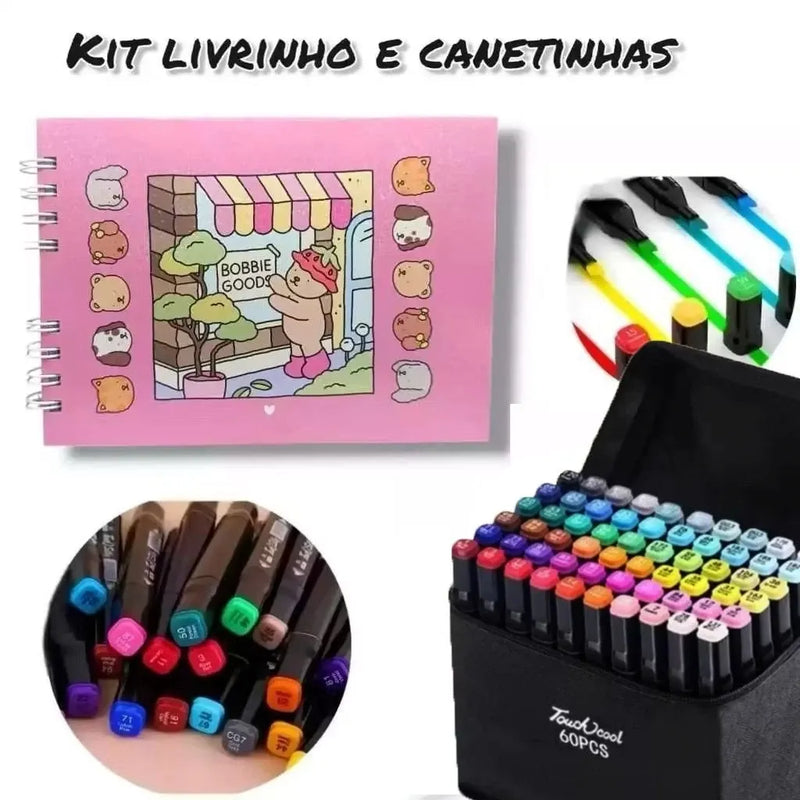 Kit Livro Colorir Bobbie Goods + Canetinhas Coloridas