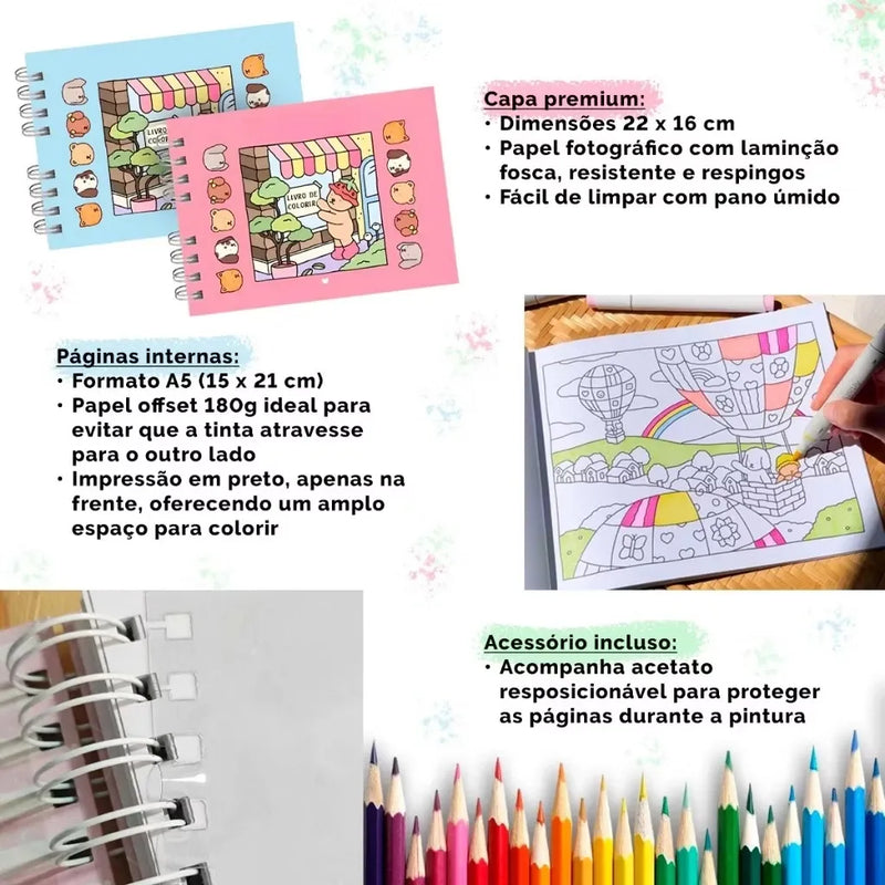 Kit Livro Colorir Bobbie Goods + Canetinhas Coloridas