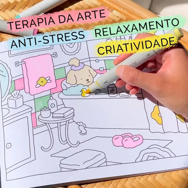 Kit Livro Colorir Bobbie Goods + Canetinhas Coloridas