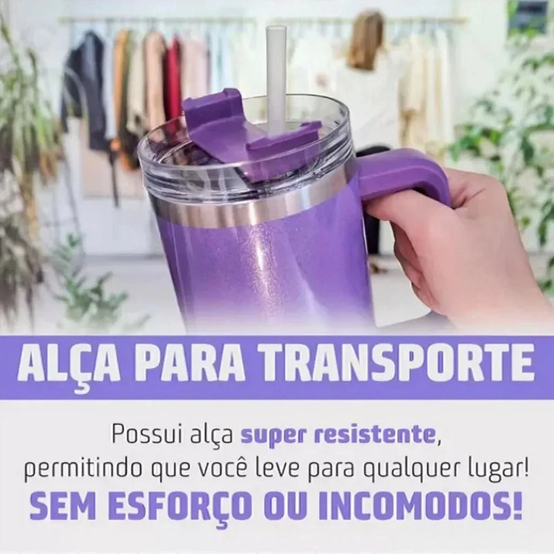 Garrafa Térmica Com Canudo + Frete Grátis + Bônus + Descontos