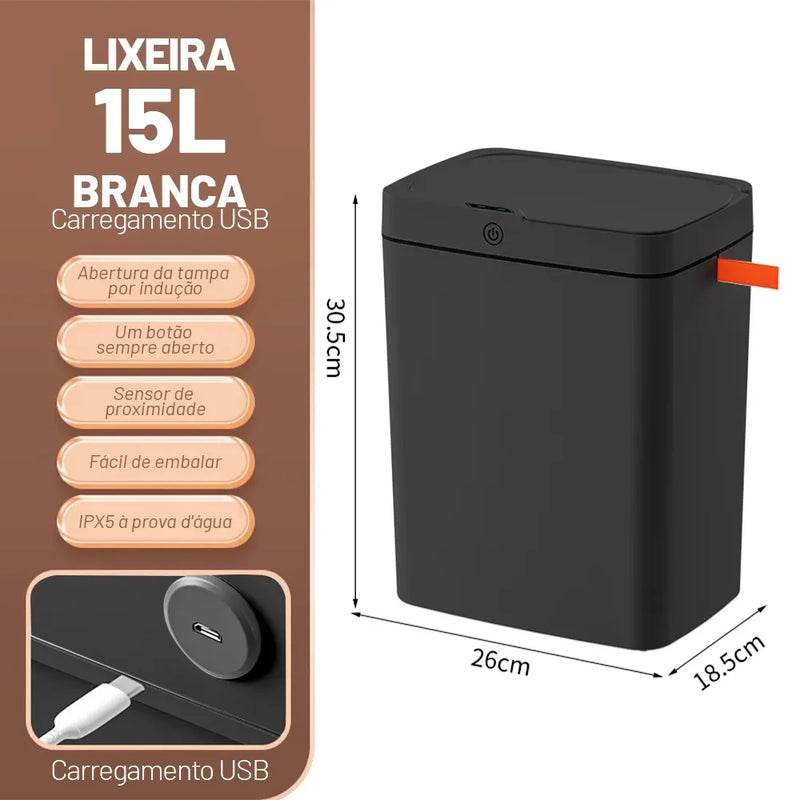 Lixeira Automática com Sensor + Frete Grátis + Bônus + Descontos