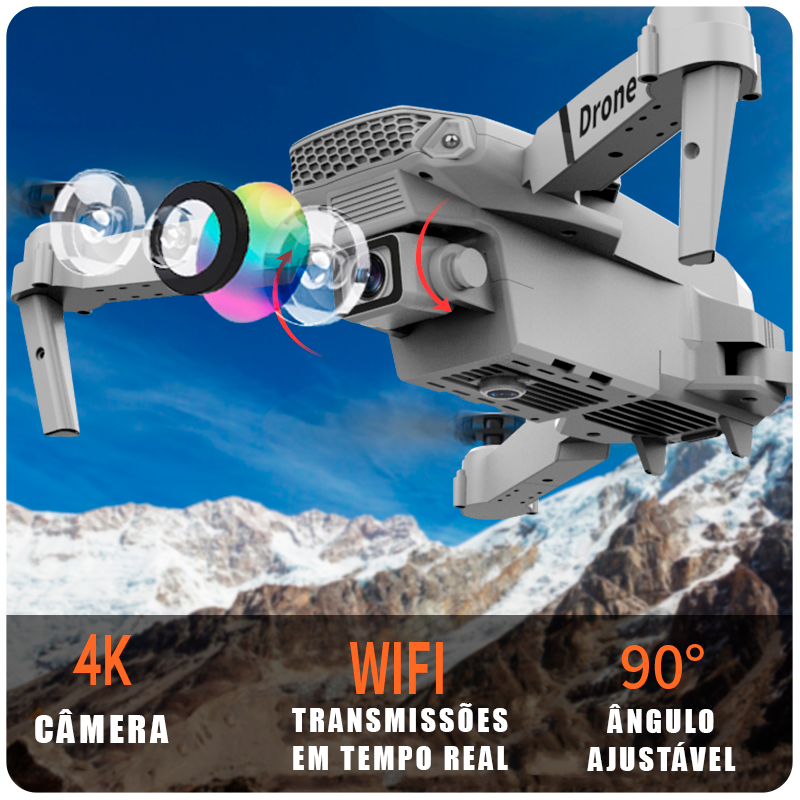 Drone Profissional Wifi com Controle Remoto e 3 Baterias