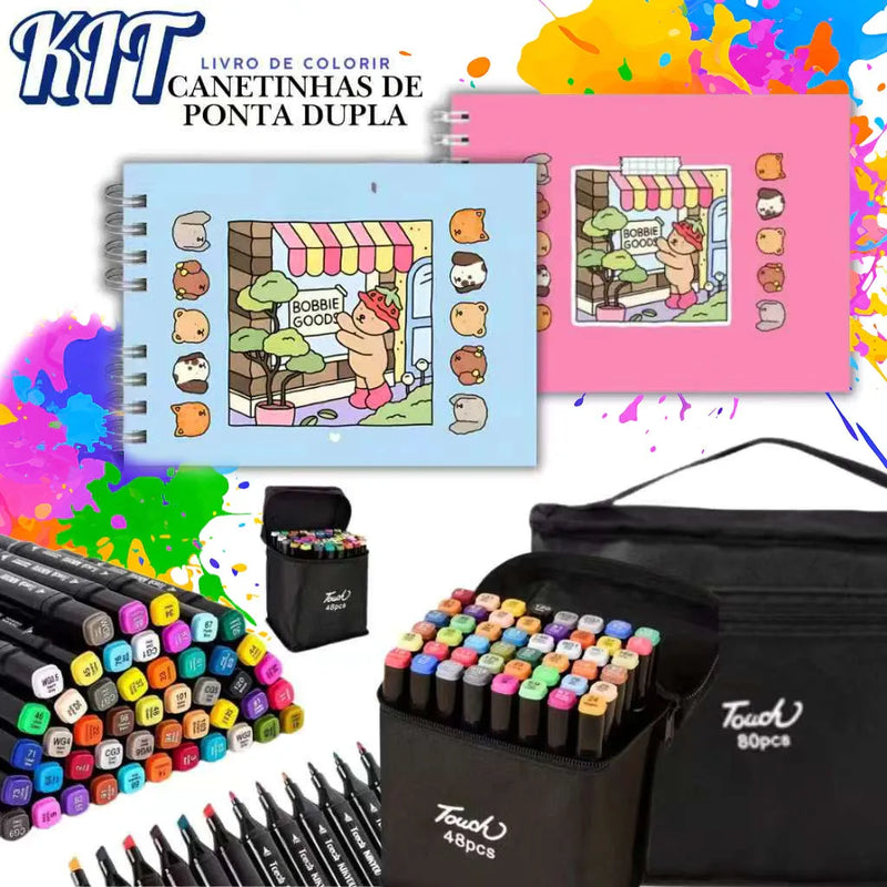 Kit Livro Colorir Bobbie Goods + Canetinhas Coloridas