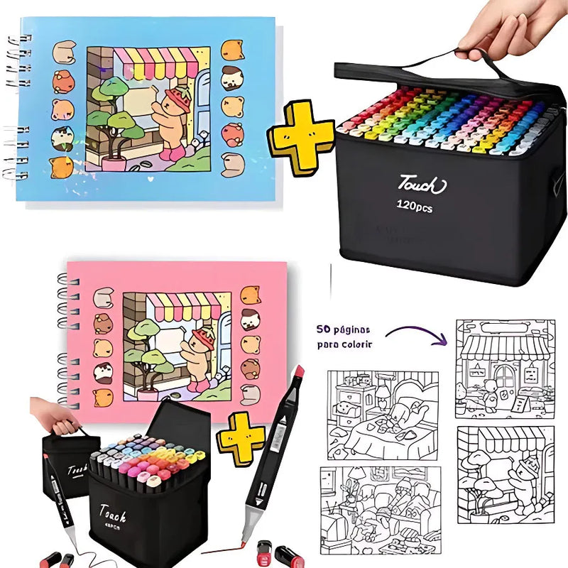 Kit Livro Colorir Bobbie Goods + Canetinhas Coloridas