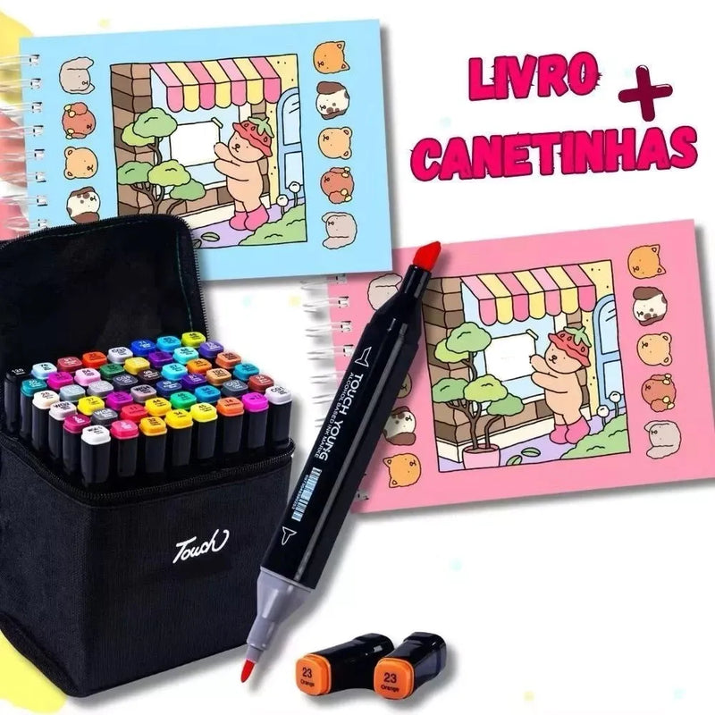 Kit Livro Colorir Bobbie Goods + Canetinhas Coloridas